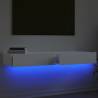 Stylish High Gloss White TV Cabinets with LED Lights - 2 pcs