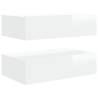 Stylish High Gloss White TV Cabinets with LED Lights - 2 pcs