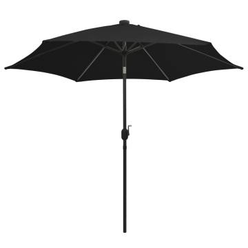 Parasol with LED Lights & Aluminium Pole - 300cm Black