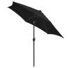 Parasol with LED Lights & Aluminium Pole - 300cm Black