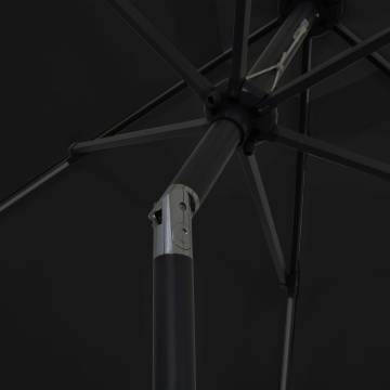 Parasol with LED Lights & Aluminium Pole - 300cm Black