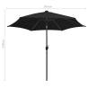 Parasol with LED Lights & Aluminium Pole - 300cm Black