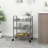 3-Tier Kitchen Trolley Grey 46x26x64 cm Iron Colour grey Size 46 x 26 x 64 cm 