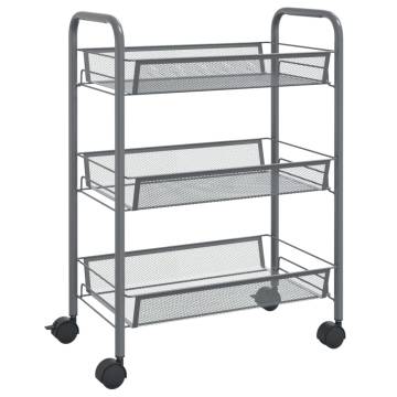 3-Tier Kitchen Trolley Grey - Durable & Stylish Storage Solution