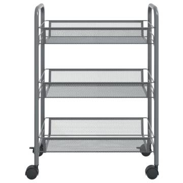 3-Tier Kitchen Trolley Grey - Durable & Stylish Storage Solution