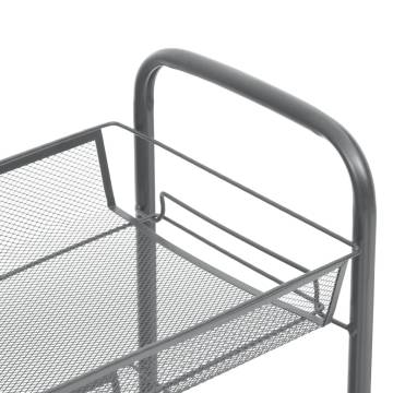 3-Tier Kitchen Trolley Grey - Durable & Stylish Storage Solution