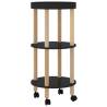 3-Tier Black Trolley | Engineered & Solid Wood | Hipomarket