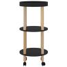 3-Tier Black Trolley | Engineered & Solid Wood | Hipomarket