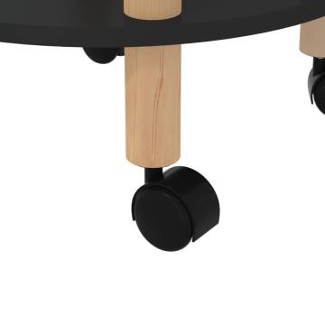 3-Tier Black Trolley | Engineered & Solid Wood | Hipomarket