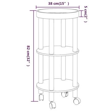 3-Tier Black Trolley | Engineered & Solid Wood | Hipomarket