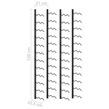 Wall-Mounted Wine Racks for 48 Bottles - 2 pcs Black Iron