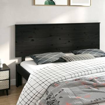 Black Solid Wood Pine Bed Headboard - 184x6x82.5 cm