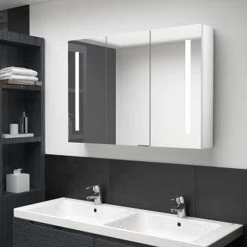 LED Bathroom Mirror Cabinet - Shining White | 89x14x62 cm