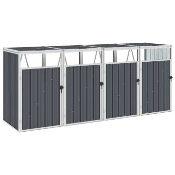 Quadruple Garbage Bin Shed Grey - Sturdy & Stylish | Hipomarket