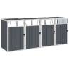 Quadruple Garbage Bin Shed Grey 286x81x121 cm Steel Colour grey Size 4 bins Number of bins 1 