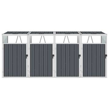 Quadruple Garbage Bin Shed Grey - Sturdy & Stylish | Hipomarket