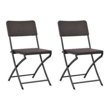 Folding Garden Chairs 2 pcs HDPE & Steel - Brown