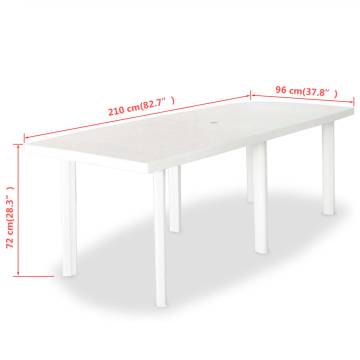 White Plastic Garden Table 210x96 cm | Weather Resistant