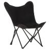 Foldable Butterfly Chair - Black Real Leather | HipoMarket