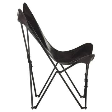 Foldable Butterfly Chair - Black Real Leather | HipoMarket