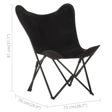 Foldable Butterfly Chair - Black Real Leather | HipoMarket