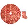 Luxury Christmas Tree Skirt with Sock - 150 cm Red Fabric