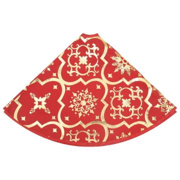 Luxury Christmas Tree Skirt with Sock - 150 cm Red Fabric