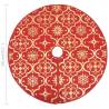 Luxury Christmas Tree Skirt with Sock - 150 cm Red Fabric