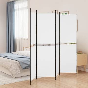 4-Panel White Room Divider - Versatile Fabric Privacy Screen