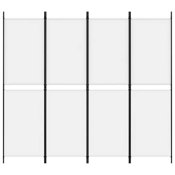 4-Panel White Room Divider - Versatile Fabric Privacy Screen