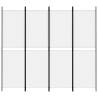 4-Panel White Room Divider - Versatile Fabric Privacy Screen