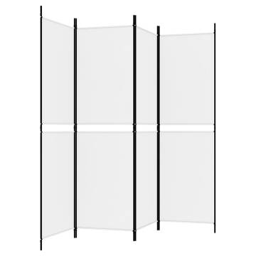 4-Panel White Room Divider - Versatile Fabric Privacy Screen