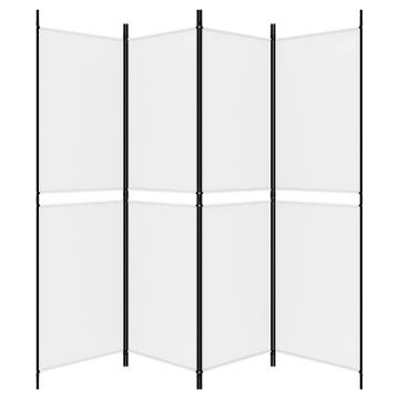 4-Panel White Room Divider - Versatile Fabric Privacy Screen