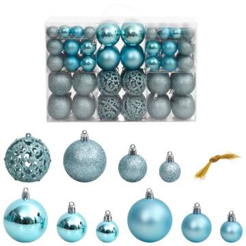 Turquoise Christmas Baubles Set - 100 pcs (3, 4, 6 cm)