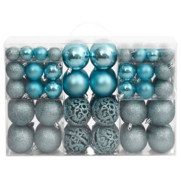 Turquoise Christmas Baubles Set - 100 pcs (3, 4, 6 cm)