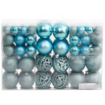 Turquoise Christmas Baubles Set - 100 pcs (3, 4, 6 cm)