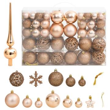 111 Piece Rose Gold Christmas Bauble Set - Hipomarket UK