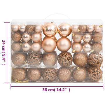 111 Piece Rose Gold Christmas Bauble Set - Hipomarket UK