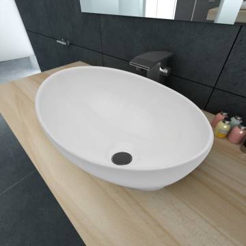 Ceramic Basin 40x33 cm Oval White - Stylish Bathroom Addition