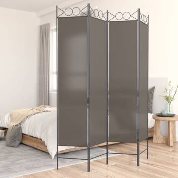 4-Panel Room Divider Anthracite - 160x200 cm Fabric