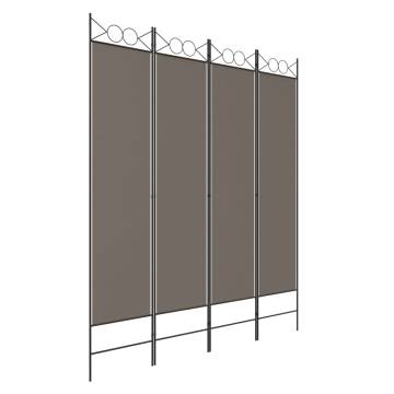 4-Panel Room Divider Anthracite - 160x200 cm Fabric