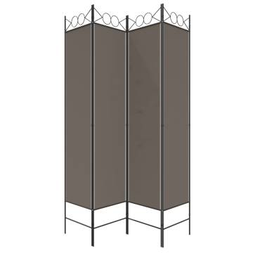 4-Panel Room Divider Anthracite - 160x200 cm Fabric