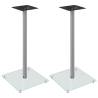 Speaker Stands - Silver Tempered Glass, 2 Pcs, Pillar Design