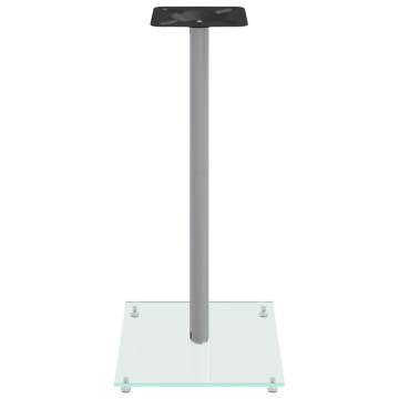 Speaker Stands - Silver Tempered Glass, 2 Pcs, Pillar Design