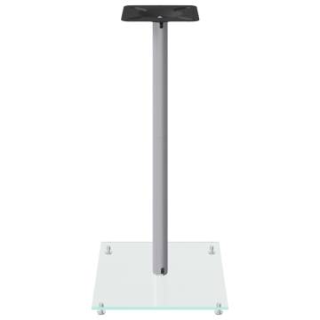 Speaker Stands - Silver Tempered Glass, 2 Pcs, Pillar Design