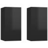 High Gloss Black TV Cabinets - 2 pcs | Stylish Living Room Storage