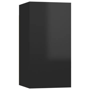 High Gloss Black TV Cabinets - 2 pcs | Stylish Living Room Storage