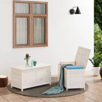 Outdoor Cushion Box White - Solid Fir Wood Storage 100x50 cm