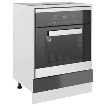 High Gloss Grey Oven Cabinet - Stylish Kitchen Storage