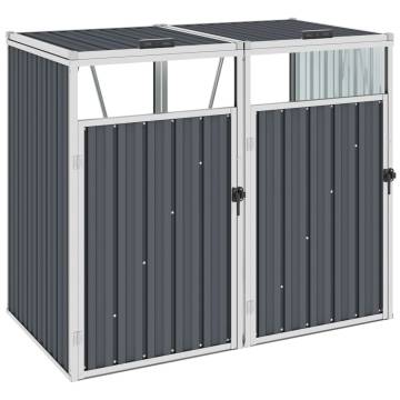 Double Garbage Bin Shed Grey - Durable Steel Storage Solution